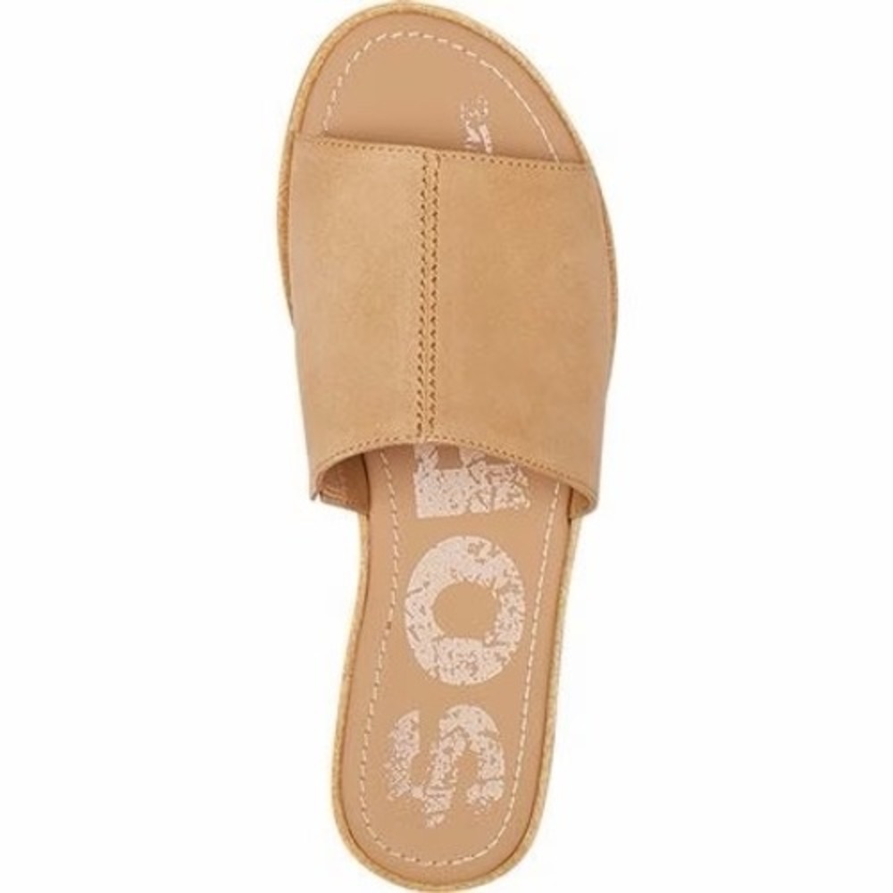 Sorel Ella Slide Sandal Camel Brown Suede Flat Slip On NL3526-246 Womens 9.5